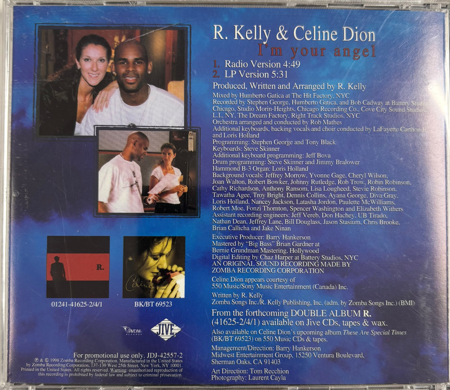 R. Kelly & Celine Dion I’m Your Angel CD Single Promo